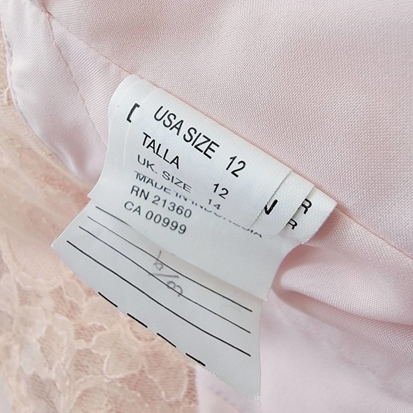 MoriLee by Madeline Gardener Lace Affairs Blush High Neck Mini Bridesmaids Dress - Picture 7 of 8